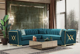 Ariana Sea Foam Blue Modern Contemporary Wood, Engineered Wood Velvet Sectional - Ella Furniture