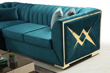 Ariana Sea Foam Blue Modern Contemporary Wood, Engineered Wood Velvet Sectional - Ella Furniture