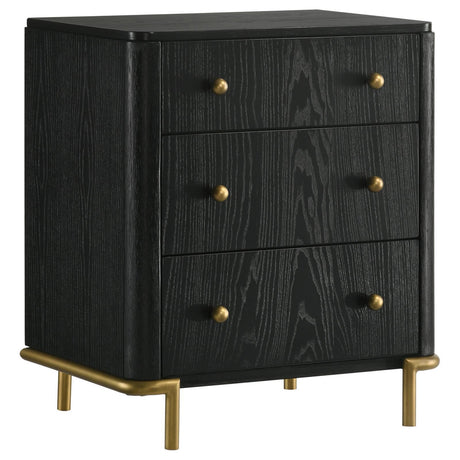 Arini Arini 3-Drawer Nightstand Bedside Table With Usb Outlet Black 224332 - Ella Furniture