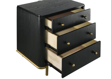 Arini Arini 3-Drawer Nightstand Bedside Table With Usb Outlet Black 224332 - Ella Furniture