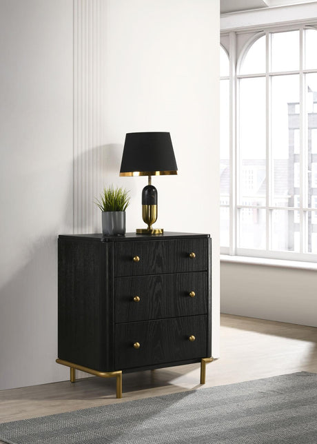 Arini Arini 3-Drawer Nightstand Bedside Table With Usb Outlet Black 224332 - Ella Furniture