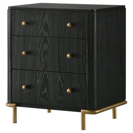 Arini Arini 3-Drawer Nightstand Bedside Table With Usb Outlet Black 224332 - Ella Furniture