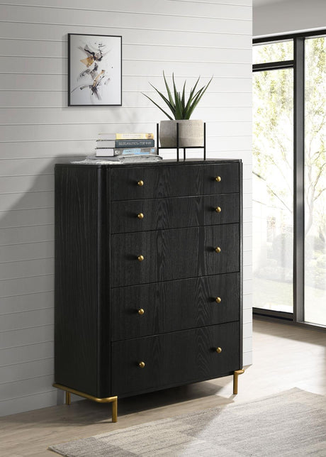 Arini Arini 5-Drawer Bedroom Chest Black 224335 - Ella Furniture
