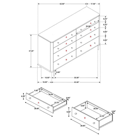 Arini Arini 8-Drawer Bedroom Dresser Black 224333 [ETA: 4/11/2024] - Ella Furniture
