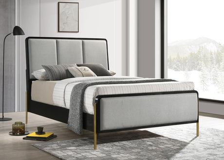 Arini Arini Queen Bed With Upholstered Headboard Black And Grey 224331Q - Ella Furniture