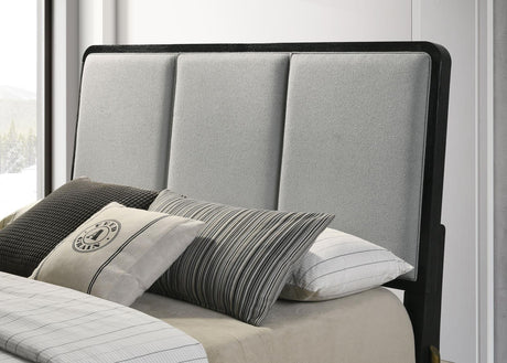 Arini Arini Queen Bed With Upholstered Headboard Black And Grey 224331Q - Ella Furniture