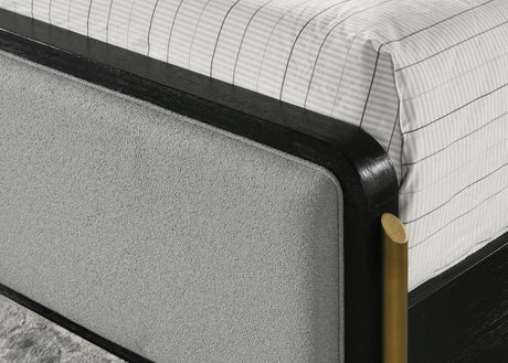 Arini Arini Queen Bed With Upholstered Headboard Black And Grey 224331Q - Ella Furniture
