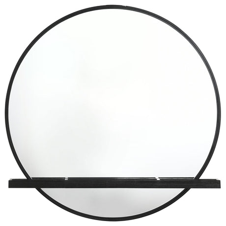Arini Arini Round Dresser Mirror With Shelf Black 224334 - Ella Furniture