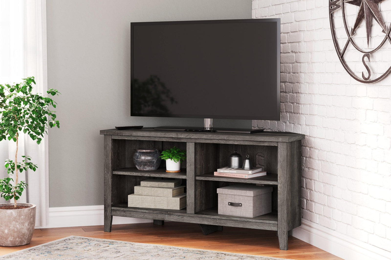 Arlenbry Gray Corner Tv Stand W275-46 - Ella Furniture