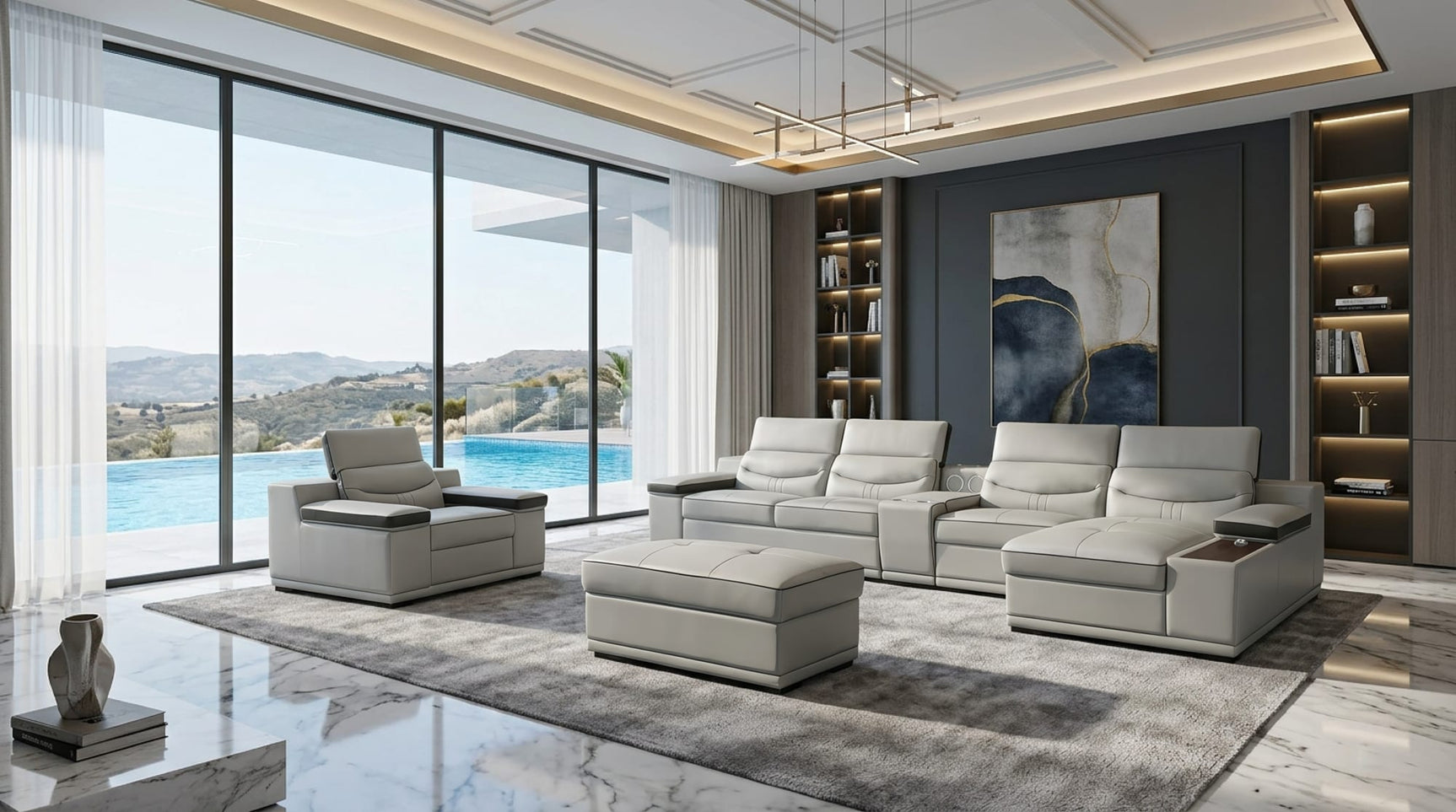 Arlet Grey Italian Leather Match Living Room Set from Ella Furniture