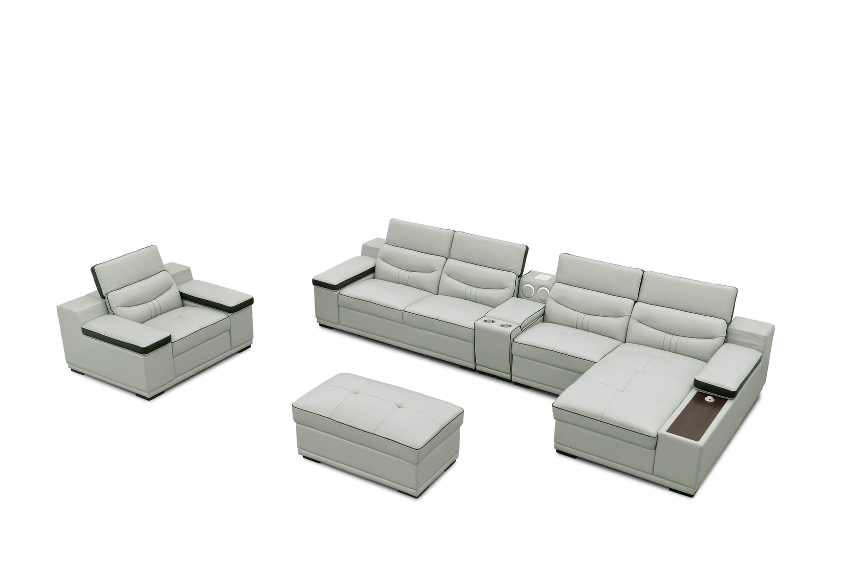 Arlet Grey Italian Leather Match Living Room Set view 3