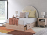 Arloster Tan/White Full Upholstered Panel Bed with Storage from Ella Furniture