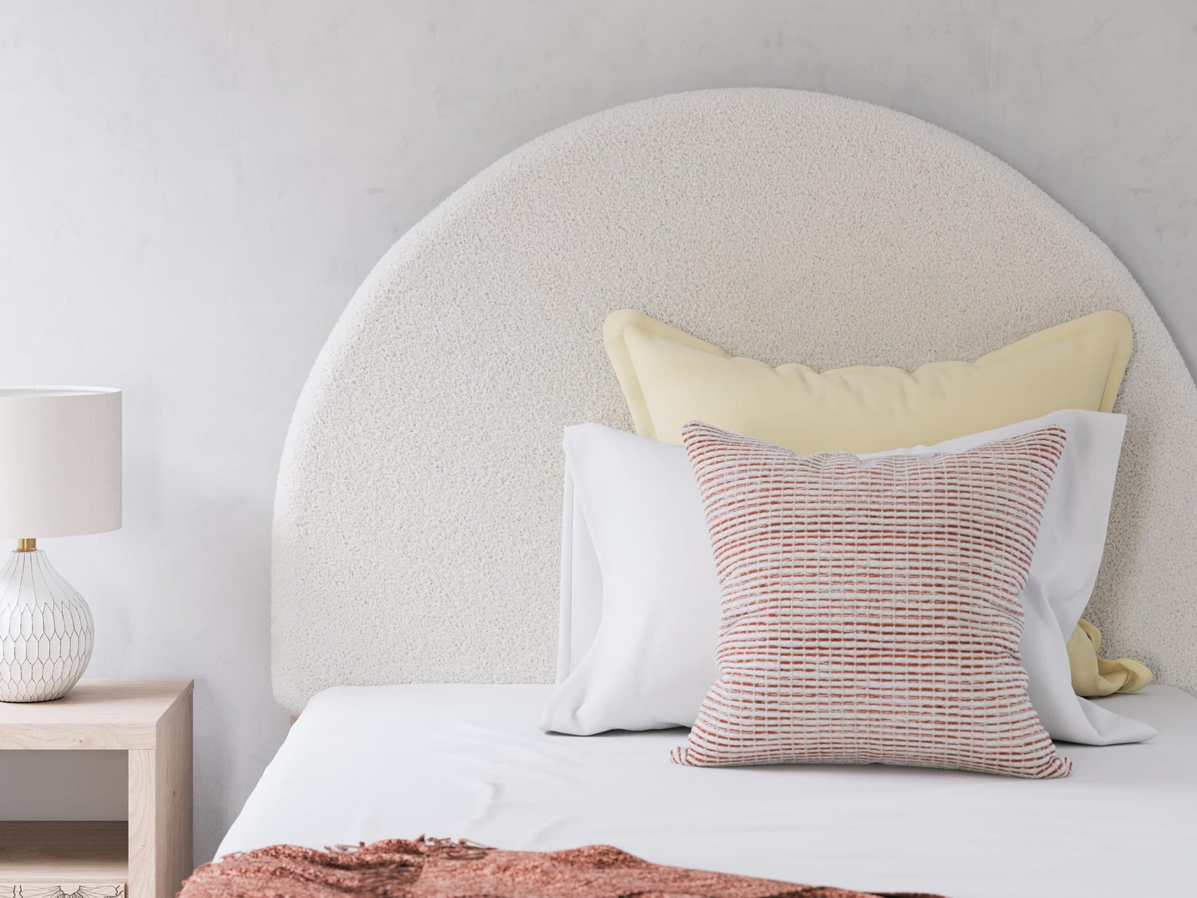 Arloster Tan/White Full Upholstered Panel Bed with Storage detail view