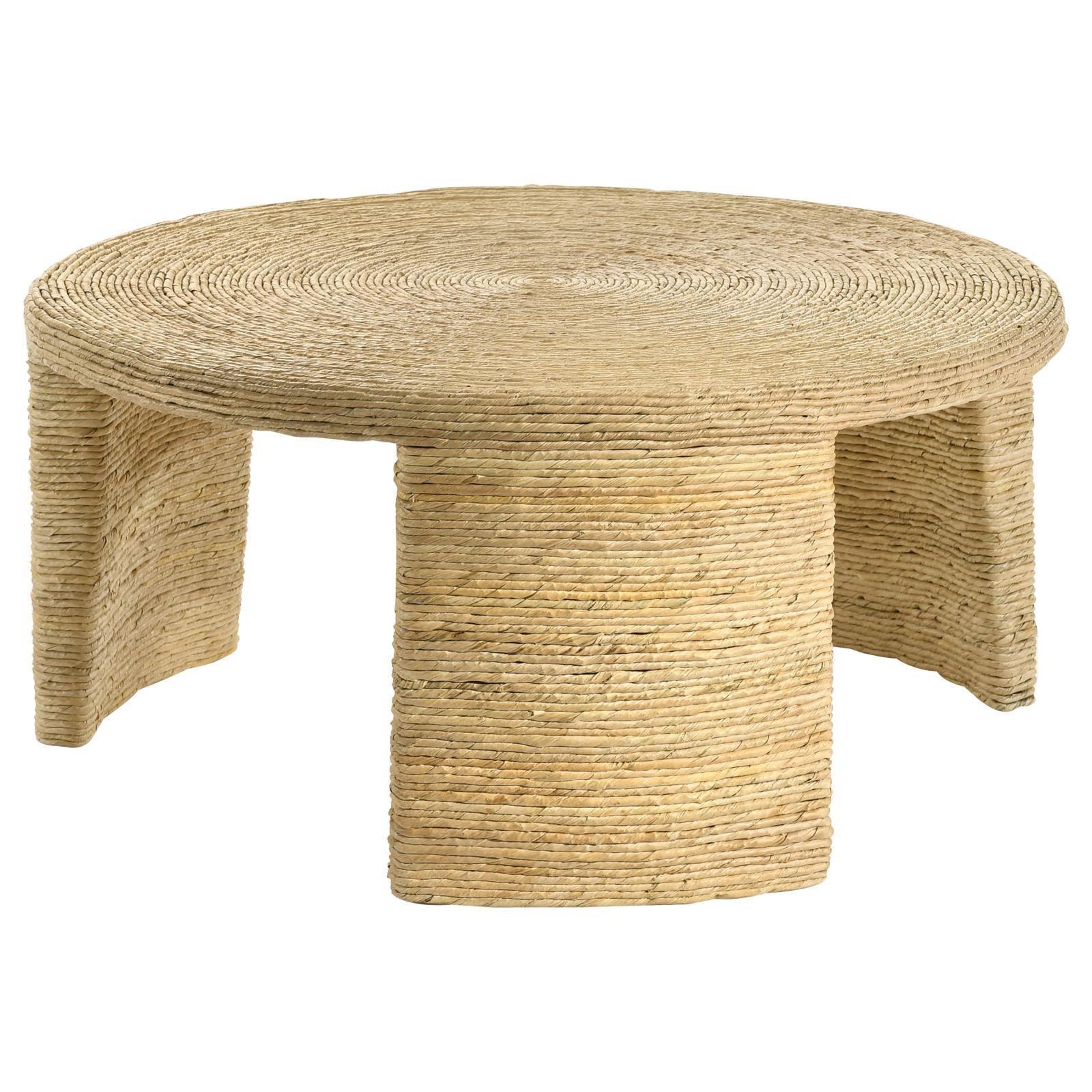 Artina Woven Rattan Round Coffee Table Natural Brown 708508 - Ella Furniture