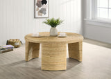 Artina Woven Rattan Round Coffee Table Natural Brown 708508 - Ella Furniture