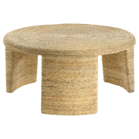 Artina Woven Rattan Round Coffee Table Natural Brown 708508 - Ella Furniture