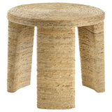 Artina Woven Rattan Round End Table Natural Brown 708507 - Ella Furniture
