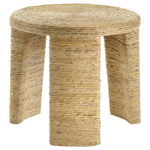 Artina Woven Rattan Round End Table Natural Brown 708507 - Ella Furniture