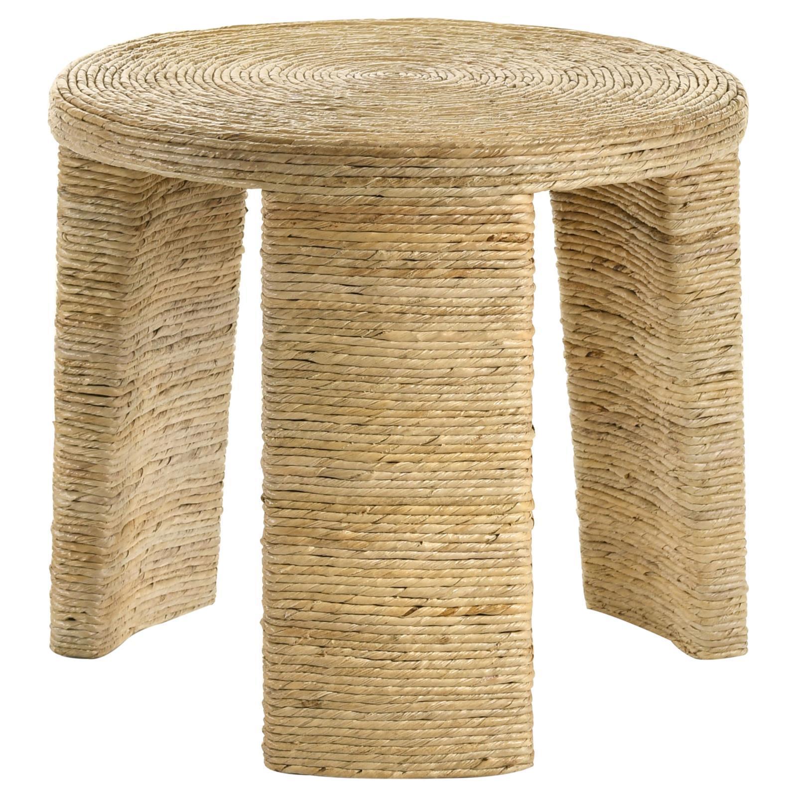 Artina Woven Rattan Round End Table Natural Brown 708507 - Ella Furniture