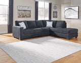 Ashley Raf Chaise Slate Modern Contemporary Metal Legs Fabric Sectional - Ella Furniture