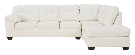 Ashley Raf Chaise White Modern Contemporary Metal Legs Faux Leather Tufted Sectional - Ella Furniture
