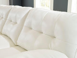 Ashley Raf Chaise White Modern Contemporary Metal Legs Faux Leather Tufted Sectional - Ella Furniture