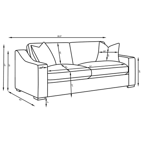 Ashlyn Ashlyn 3-piece Upholstered Sloped Arm Sofa Set White 509891-S3 - Ella Furniture