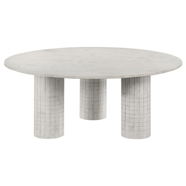 Astoria Round Genuine Marble Coffee Table White 709668 - Ella Furniture