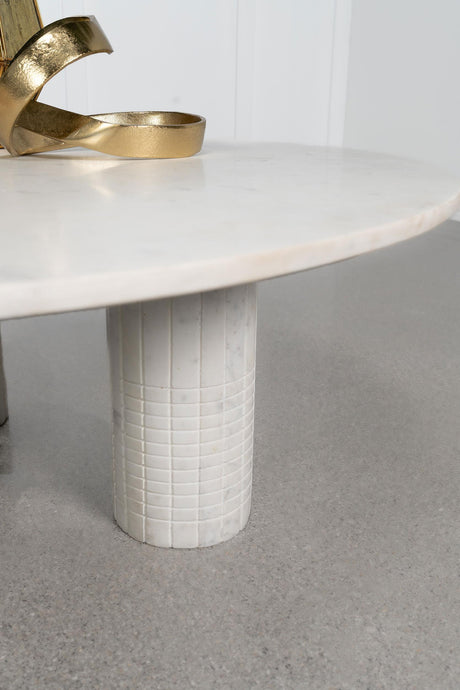 Astoria Round Genuine Marble Coffee Table White 709668 - Ella Furniture