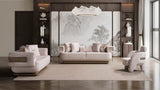 Athena Sofa, Loveseat, and Chair Set with Plush Cushions and Metallic Base from Ella Furniture