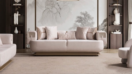 Athena Sofa, Loveseat, and Chair Set with Plush Cushions and Metallic Base view 2