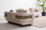 Athena Sofa, Loveseat, and Chair Set with Plush Cushions and Metallic Base view 14