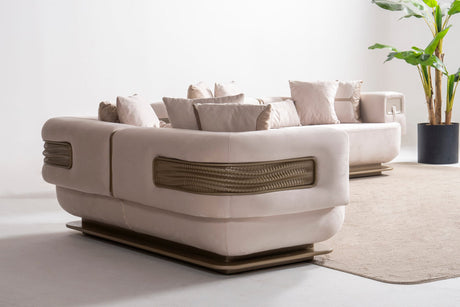 Athena Sofa, Loveseat, and Chair Set with Plush Cushions and Metallic Base view 14