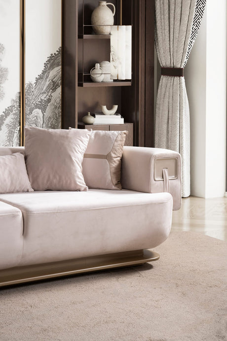 Athena Sofa, Loveseat, and Chair Set with Plush Cushions and Metallic Base view 18