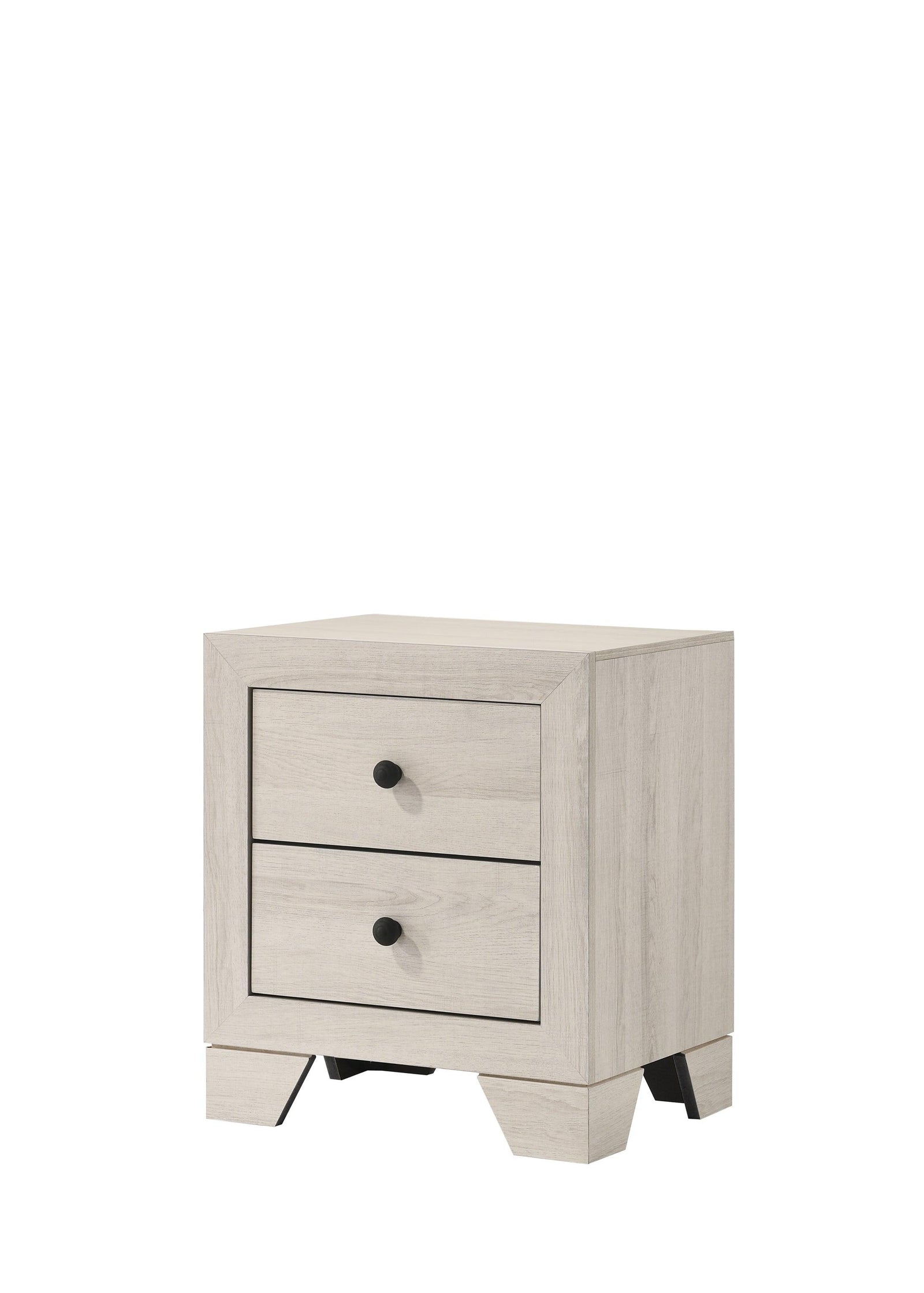 Atticus White Modern Contemporary Solid Wood And Veneers 2-Drawers Nightstand - Ella Furniture