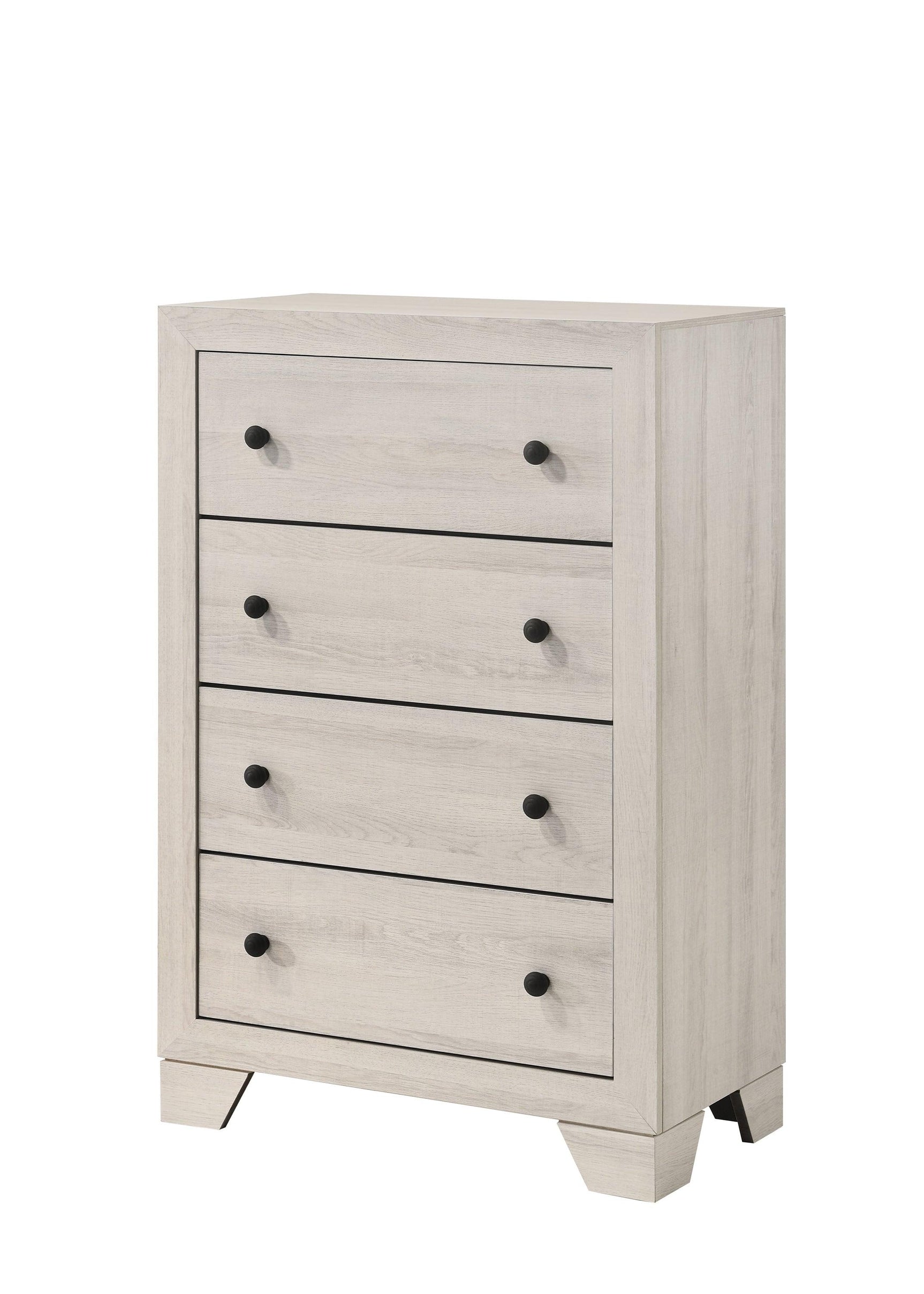 Atticus White Modern Contemporary Solid Wood And Veneers 5-Drawers Chest - Ella Furniture