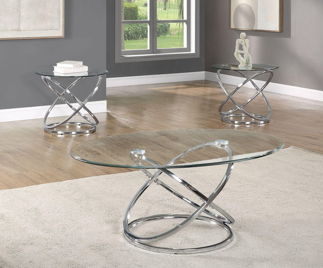Aura Modern Contemporary Glass And Metal Cocktail Coffee Table - Ella Furniture