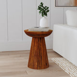 Aureo Round Solid Wood Accent Side Table Wild Honey 931155 - Ella Furniture