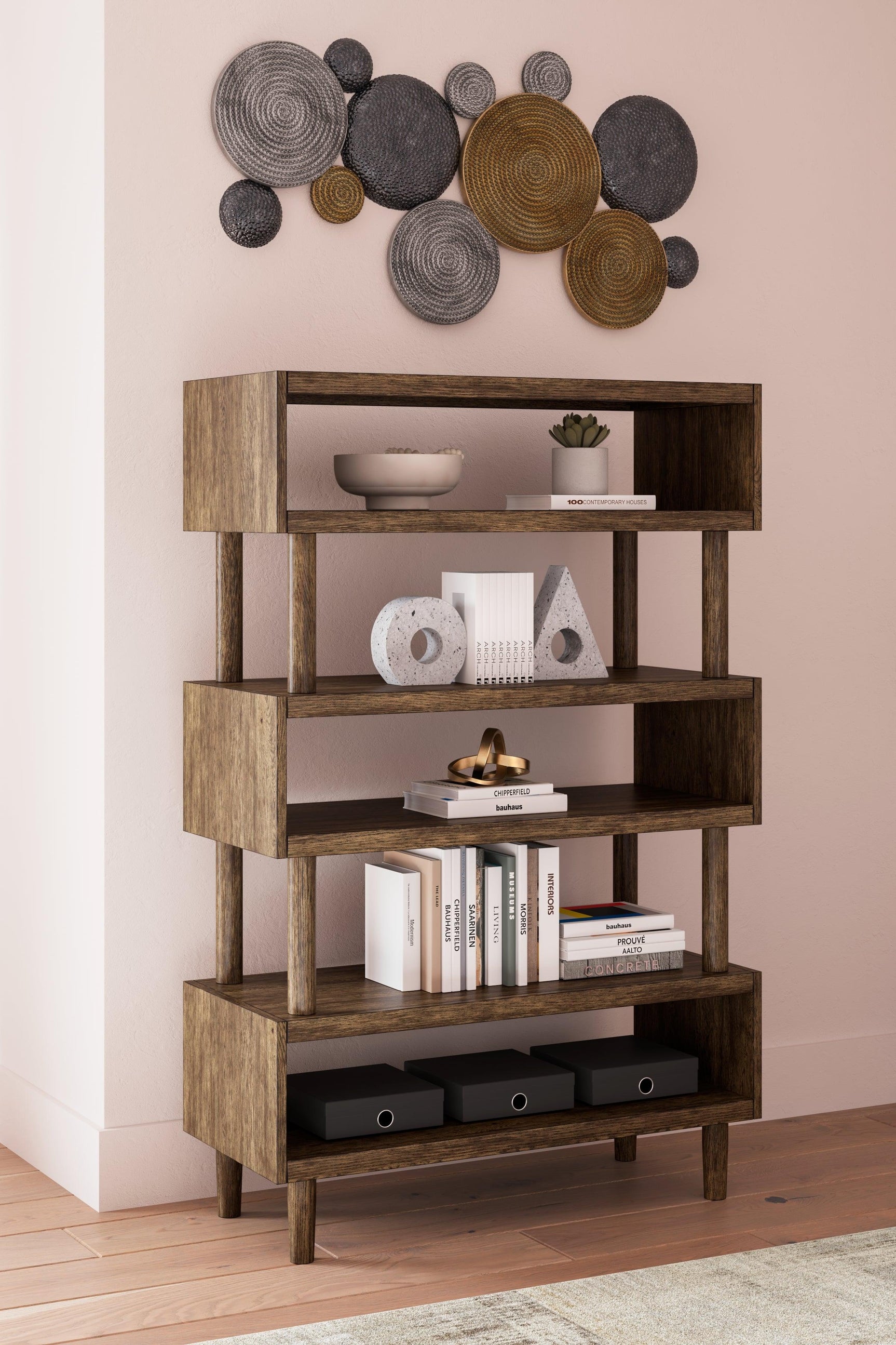 Austanny Warm Brown 62" Bookcase - Ella Furniture