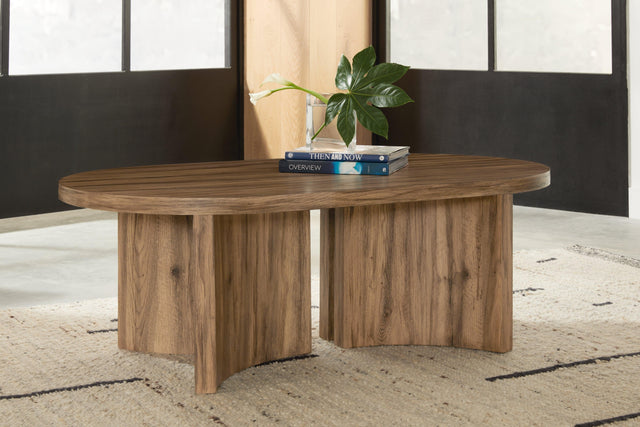 Austanny Warm Brown Coffee Table with 2 End Tables - Ella Furniture