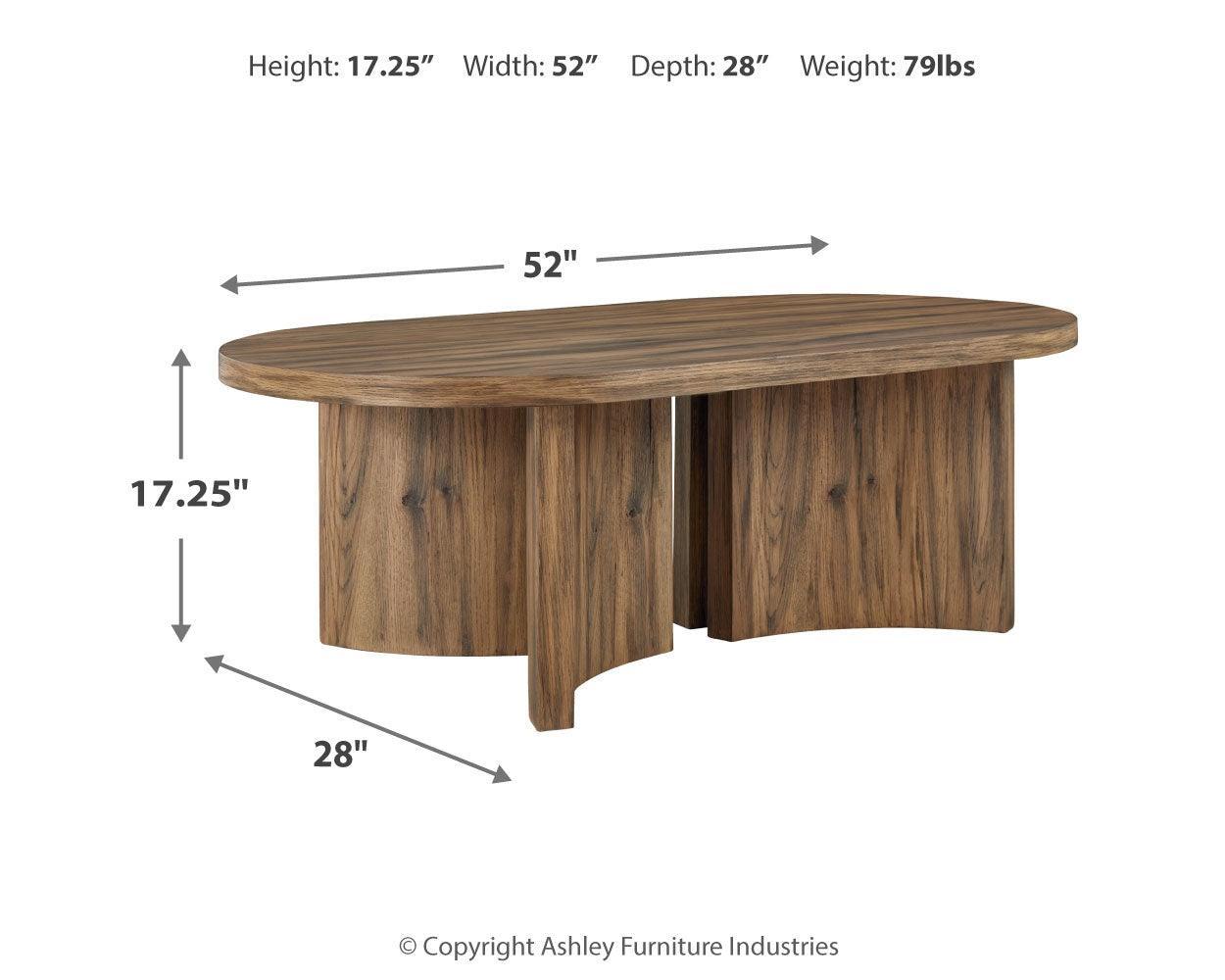 Austanny Warm Brown Coffee Table with 2 End Tables - Ella Furniture