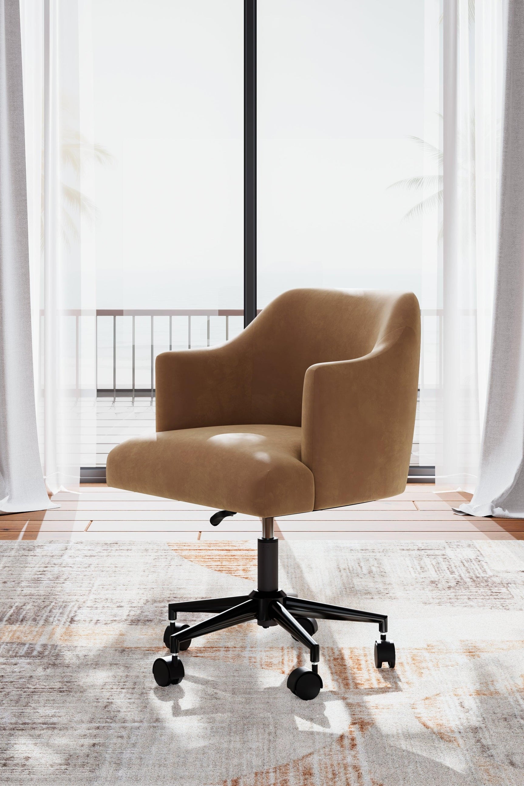 Austanny Warm Brown Home Office Desk Chair - Ella Furniture
