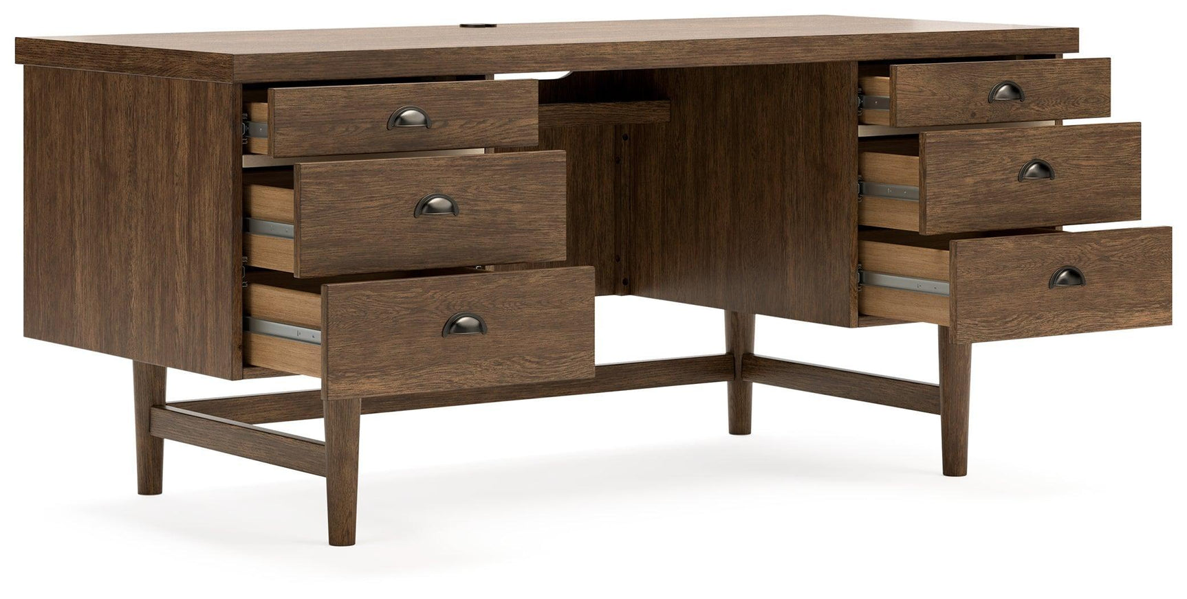 Austanny Warm Brown Home Office Desk with Chair and Storage - Ella Furniture