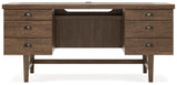 Austanny Warm Brown Home Office Desk with Chair and Storage - Ella Furniture