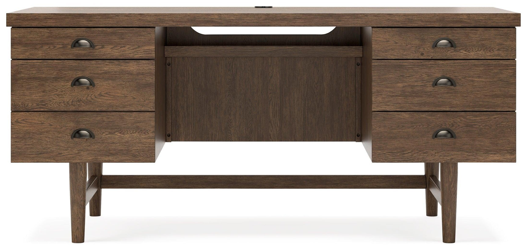 Austanny Warm Brown Home Office Desk with Chair and Storage - Ella Furniture