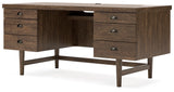 Austanny Warm Brown Home Office Desk with Chair and Storage - Ella Furniture