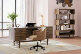 Austanny Warm Brown Home Office Desk with Chair and Storage - Ella Furniture