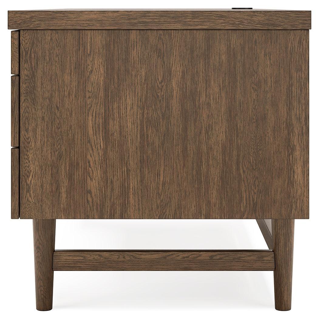 Austanny Warm Brown Home Office Desk with Chair and Storage - Ella Furniture