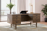 Austanny Warm Brown Home Office Desk with Chair and Storage - Ella Furniture
