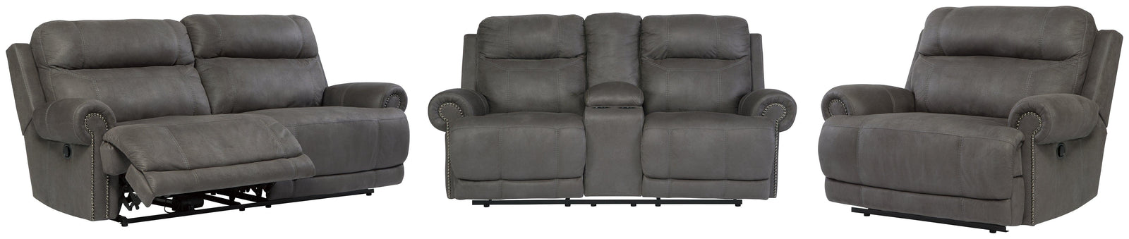 Austere Gray Sofa, Loveseat And Recliner - Ella Furniture